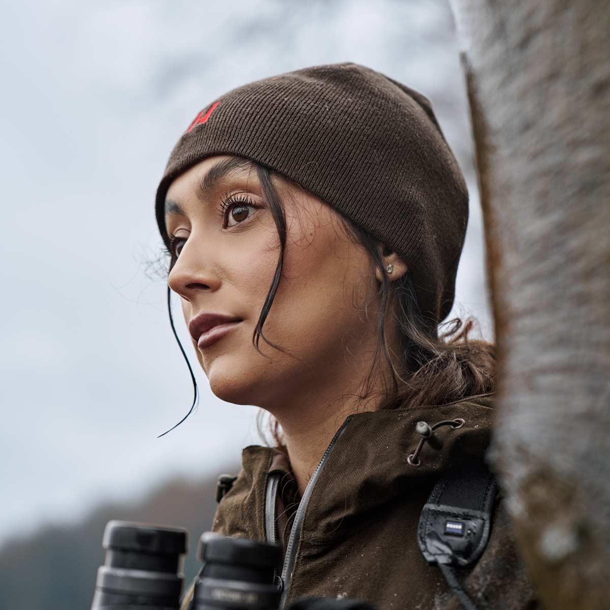 Shadow Brown/Red Harkila Unisex Aspire Reversible Beanie Lifestyle