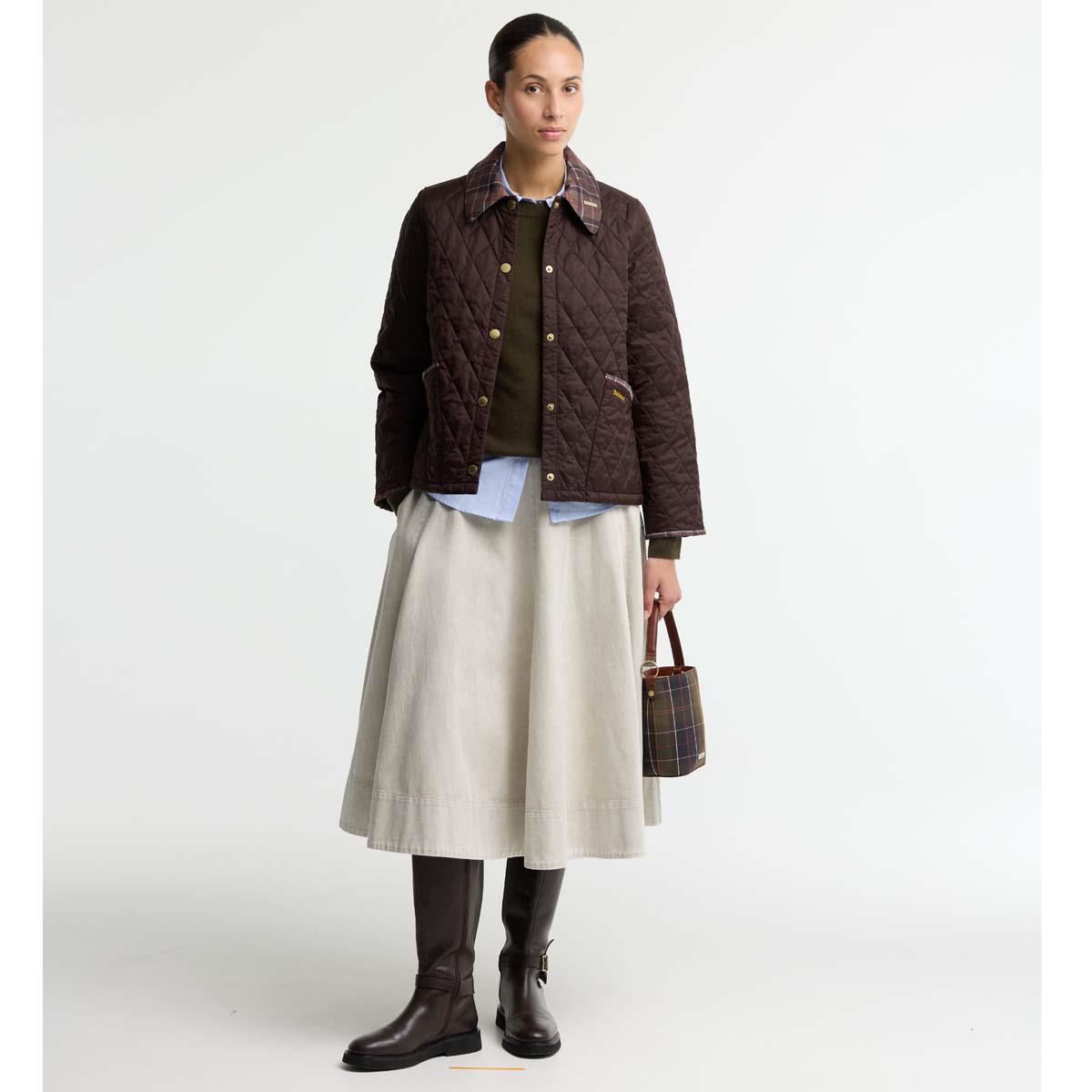 RUSTIC Barbour Womens Icons Tartan Collar Cropped ON MODEL