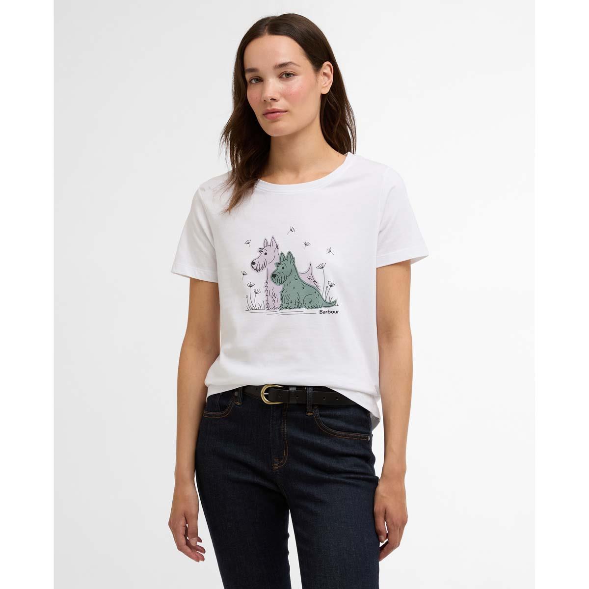 White Barbour Womens Clover T-Shirt front
