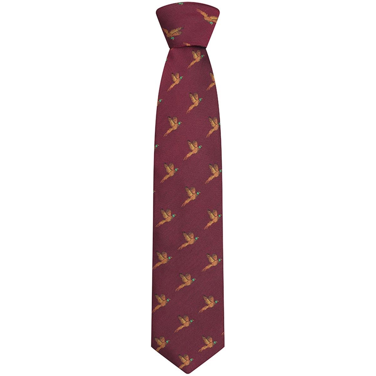Hoggs Of Fife 100% Silk Woven Tie Pheasants Boxed