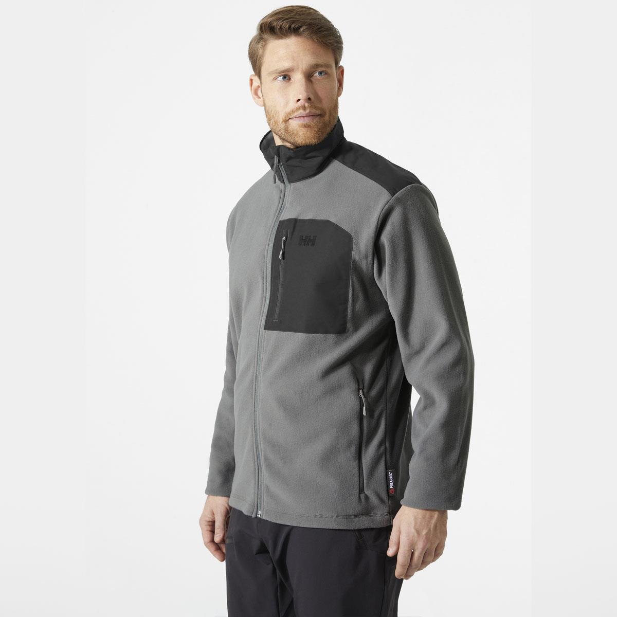 Concrete Helly Hansen Mens Daybreaker Block Microfleece Jacket on model