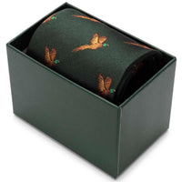 Hoggs Of Fife 100% Silk Woven Tie Pheasants Boxed