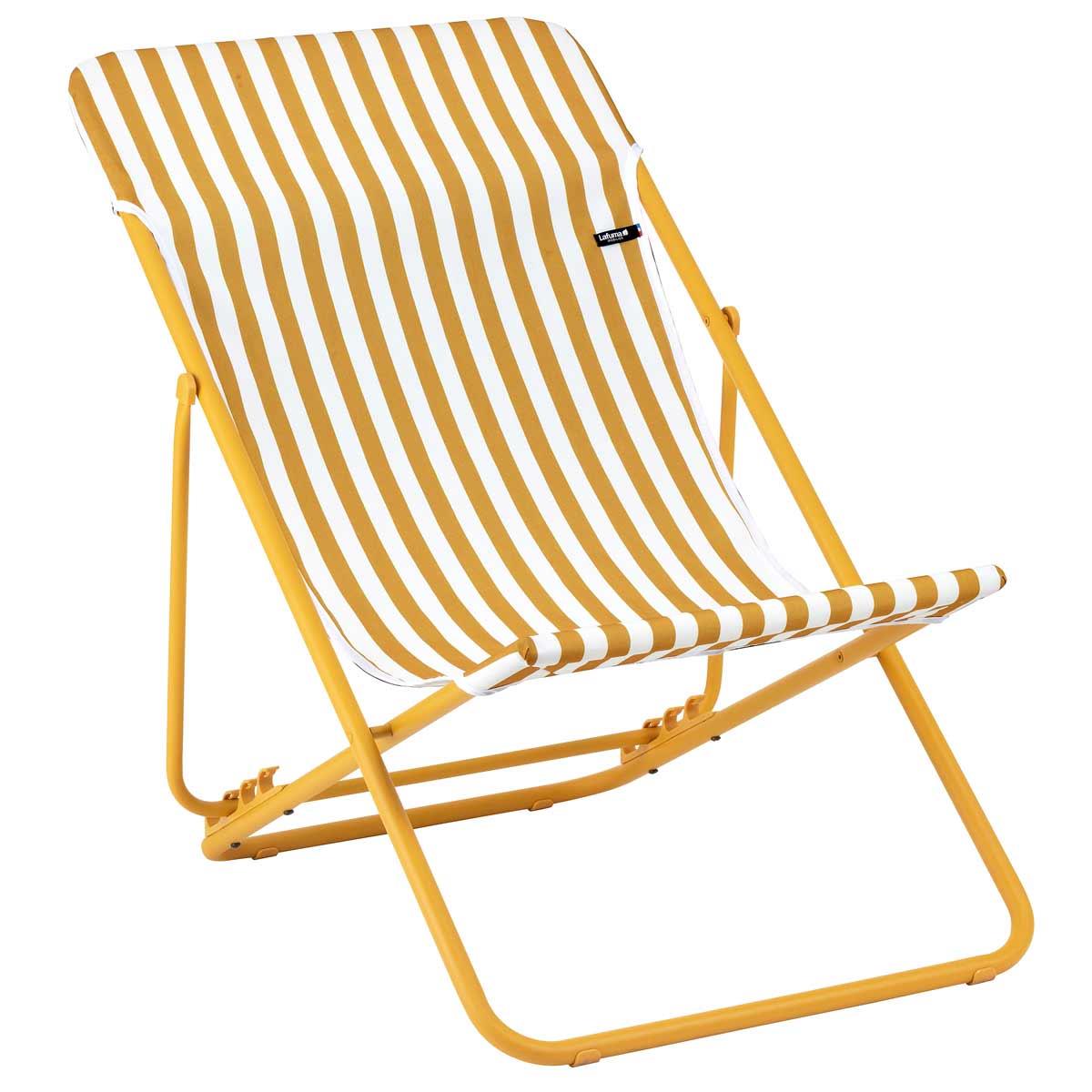 Miel Lafuma Maxi Transat Airlon Folding Stripe Deck Chair