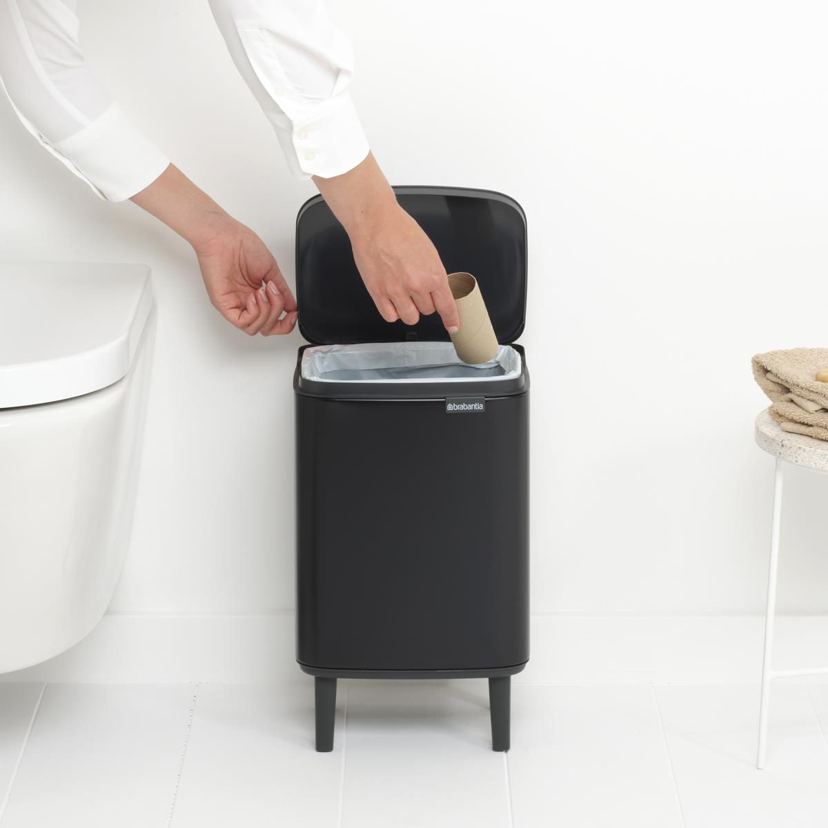 Matt Black Brabantia Bo Waste Bin Hi 7 Litre Lifestyle
