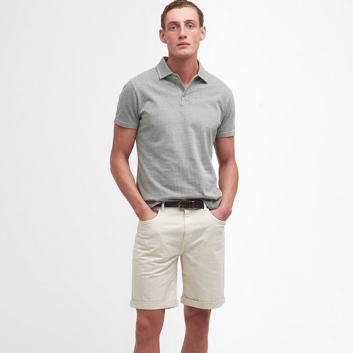 Rainy Day Barbour Mens Tickhill Polo Shirt On Model