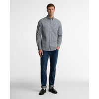 NAVY Harbourwall Tailored Gingham Shirt ON MODEL