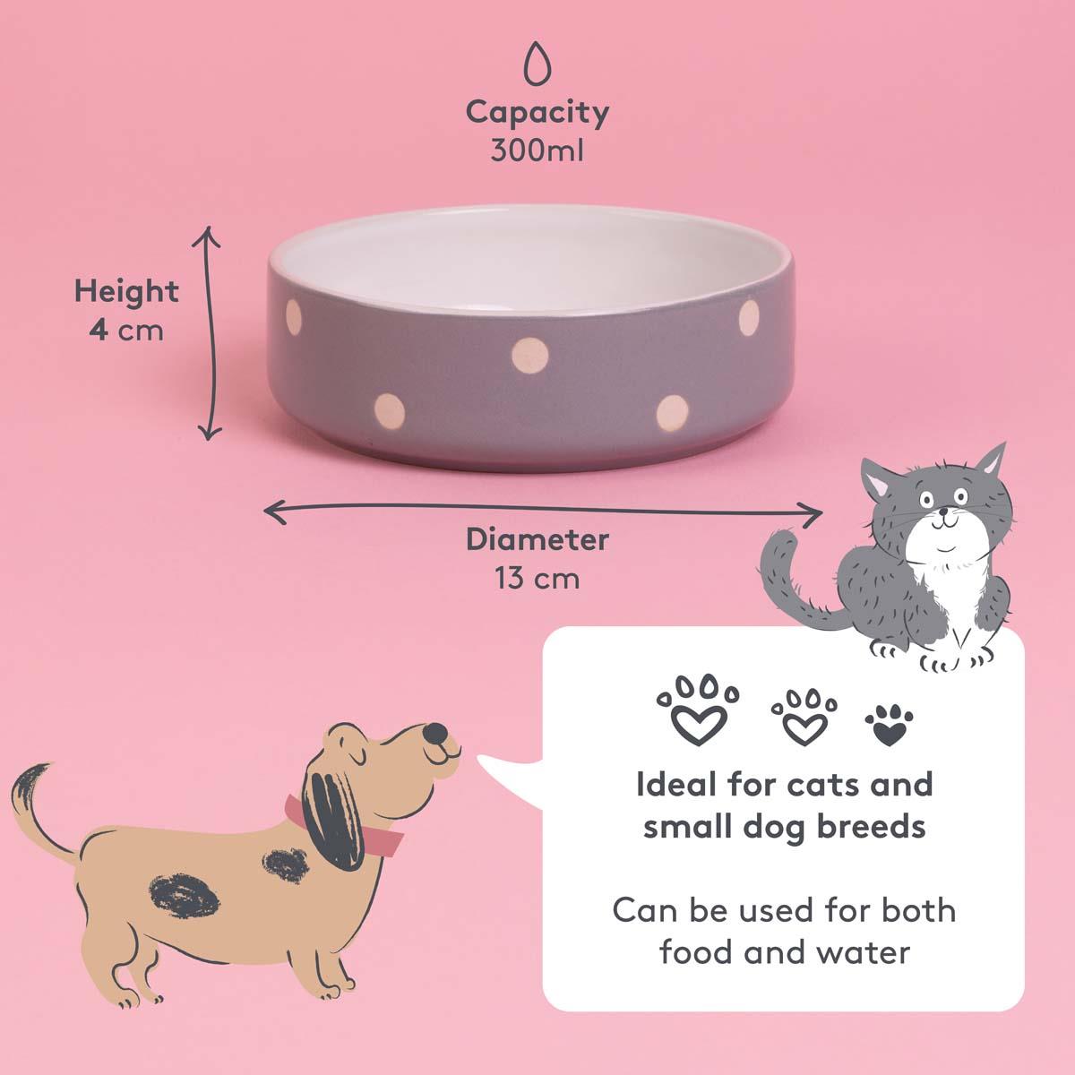 Mason Cash Polka Dot Grey Pet Bowl 13cm INFO2