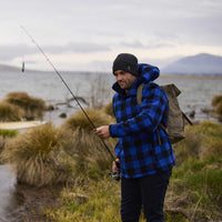 Blue/Black Swanndri Mens Hudson Wool Hoody Lifestyle