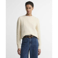 Ecru Barbour Womens Ashdown Cable Knitted Jumper On Model