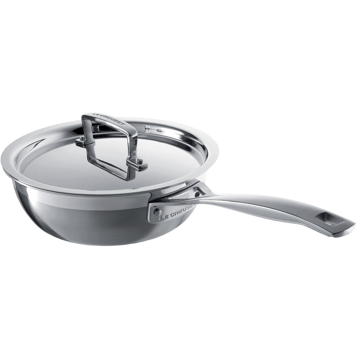 Le Creuset 3 Ply Stainless Steel 24cm Non-Stick Chefs Pan With Lid