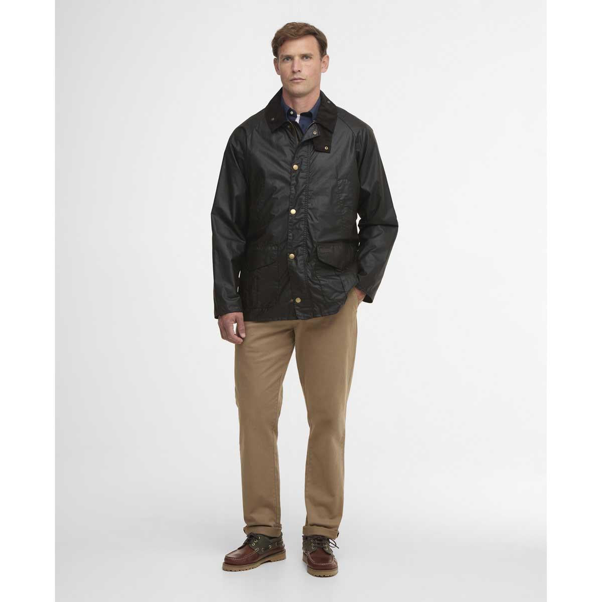Olive Barbour Mens Lightweight Stratford Wax Jacket On Model