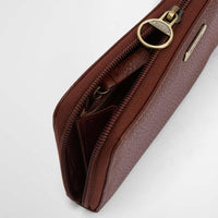 Brown Barbour Womens Birch Leather Matinee Purse Zip