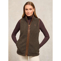 Khaki Borg Holland Cooper Womens Country Borg Fleece Gilet On Model