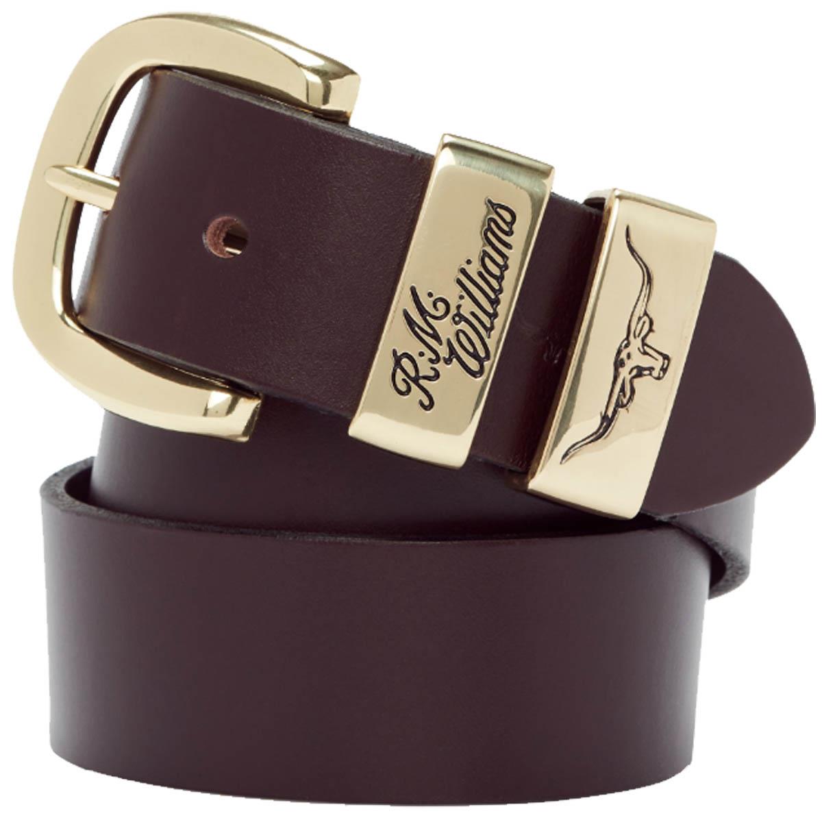 R.M. Williams Mens 3 Piece Work Belt Brass Buckle