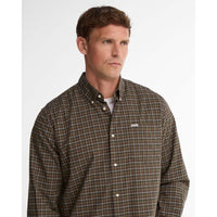 Olive Barbour Mens Alderwood Regular Fit Tattersall Shirt COLLAR
