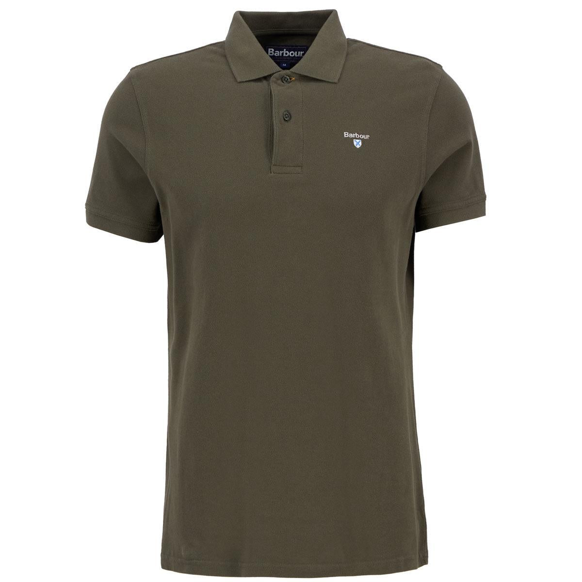 Dark Olive Barbour Mens Tartan Pique Polo