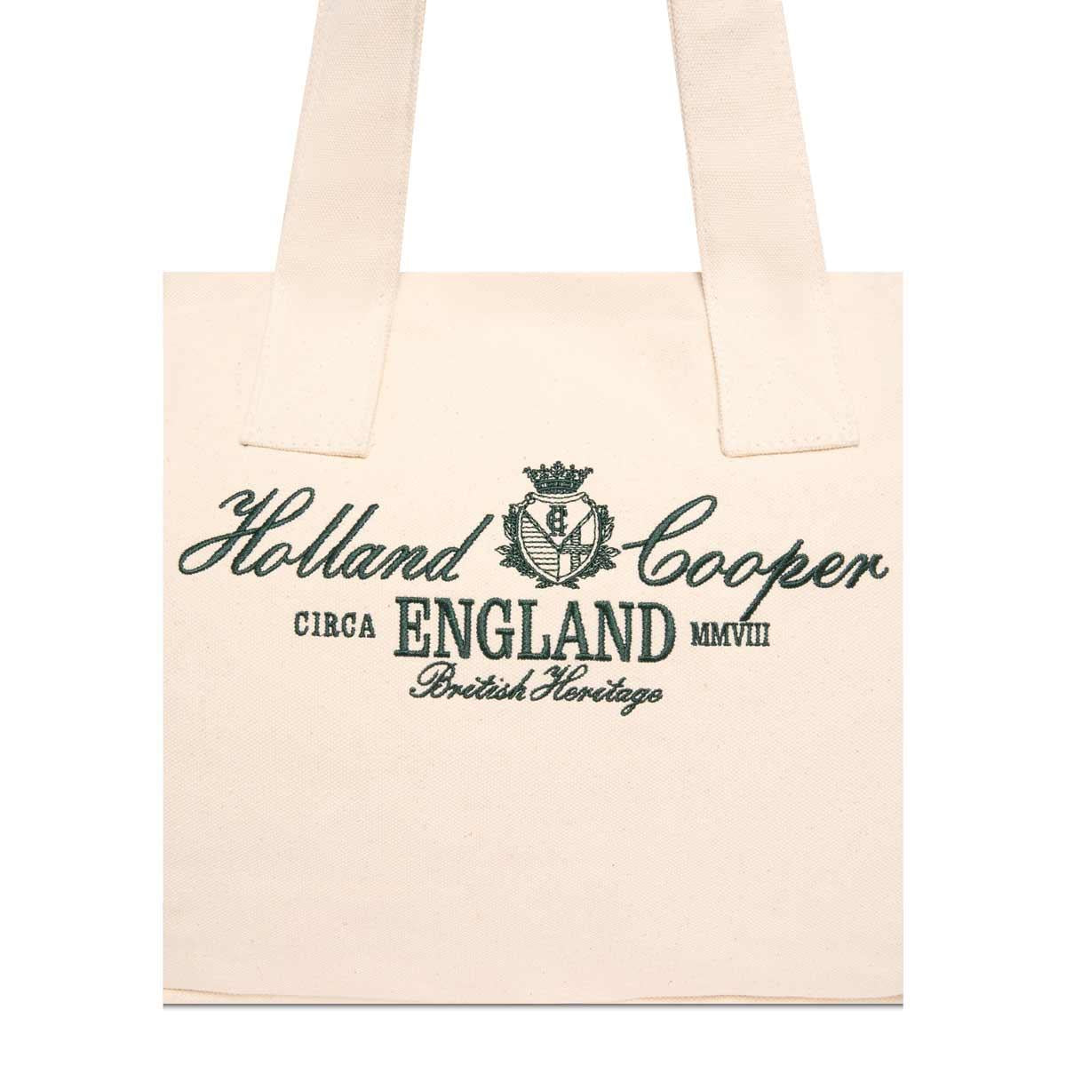 Ecru Racing Green Holland Cooper Womens Essential Tote Bag Front Detail