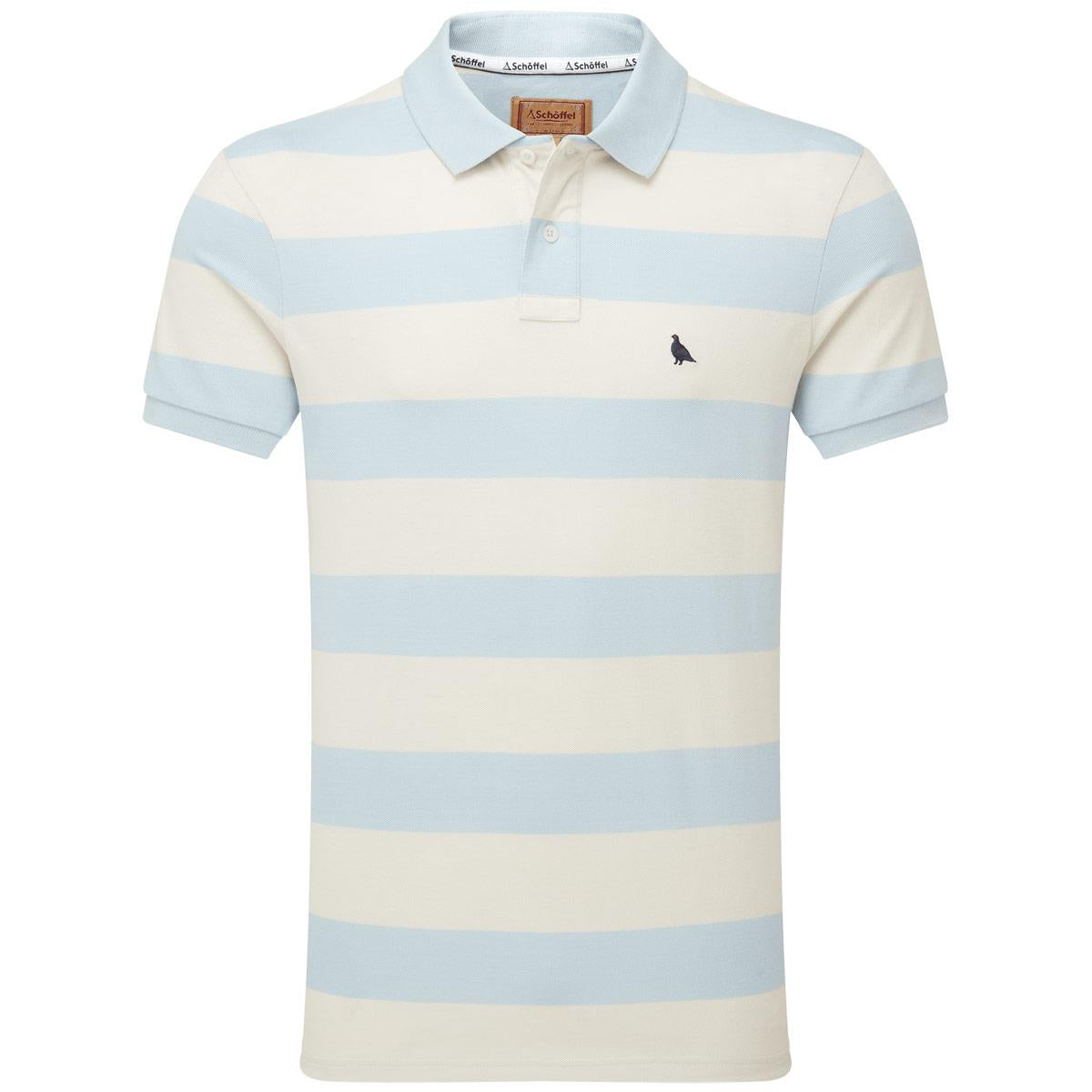 Pale Blue Stripe Schoffel Mens St Ives Heritage Polo Shirt