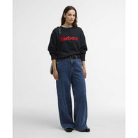 Navy Barbour Womens Hartland Crew Sweatshirt On Model