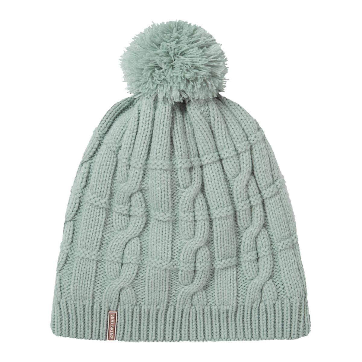 Light Blue Sealskinz Hemsby Waterproof Cold Weather Cable Knit Bobble Hat