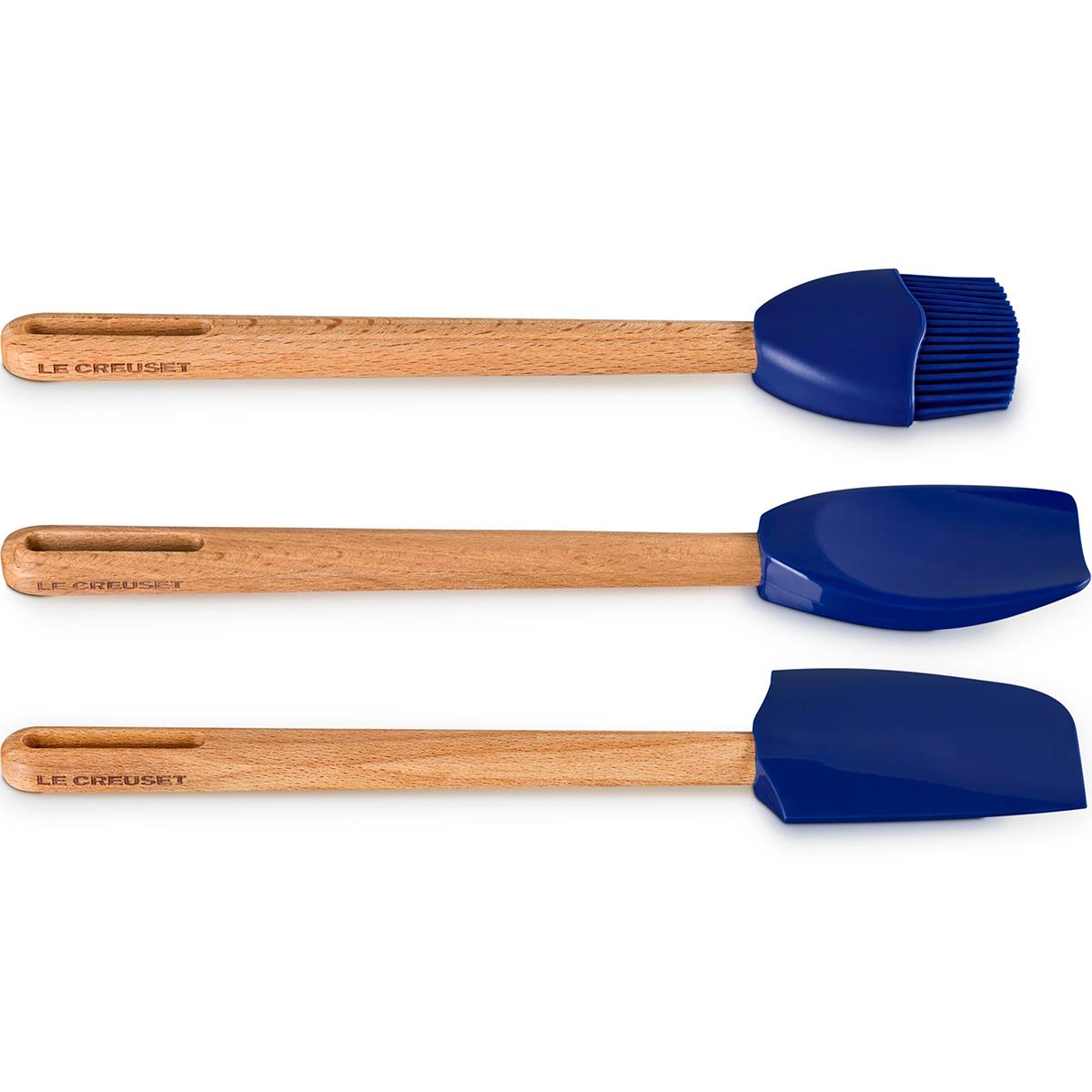 Le Creuset Signature Set of 3 Tools Medium Spatula, Large Spoon, Basting Brush