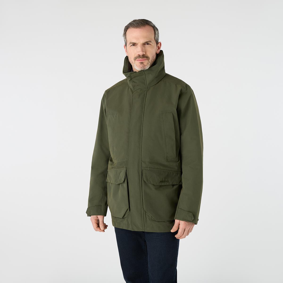 Deep Green Musto Mens Outdoor Country Westmoor Waterproof Coat On Model