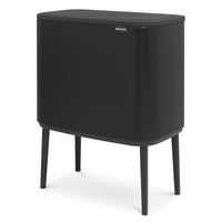 Matt Black Brabantia Bo Touch Bin 3x11 Litre