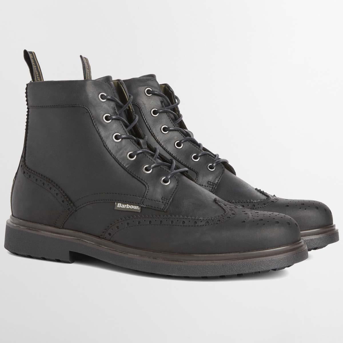 BLACK Barbour Mens Barmoor Brogue Boot SET