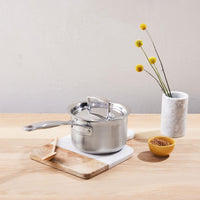 Le Creuset Classic 3-ply Stainless Steel Saucepan with Lid and Helper Handle