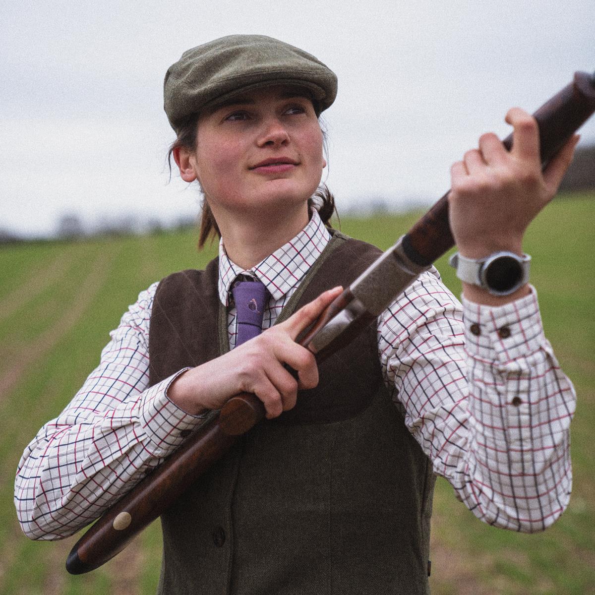 Cabernet/Blue Check Seeland Womens Kerry Shooting Shirt Lifestyle