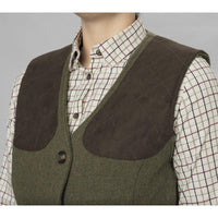Moss Green Seeland Womens Hillside Harriet Waistcoat On Model Detail