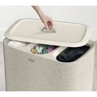 Ecru Joseph Joseph Tota Trio 90-Litre Laundry Separation Basket With Lid