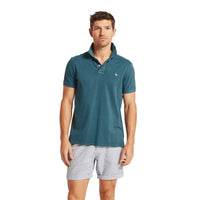 Deep Ocean Blue Schoffel Mens St Ives Garment Dyed Jersey Polo Shirt FRONT