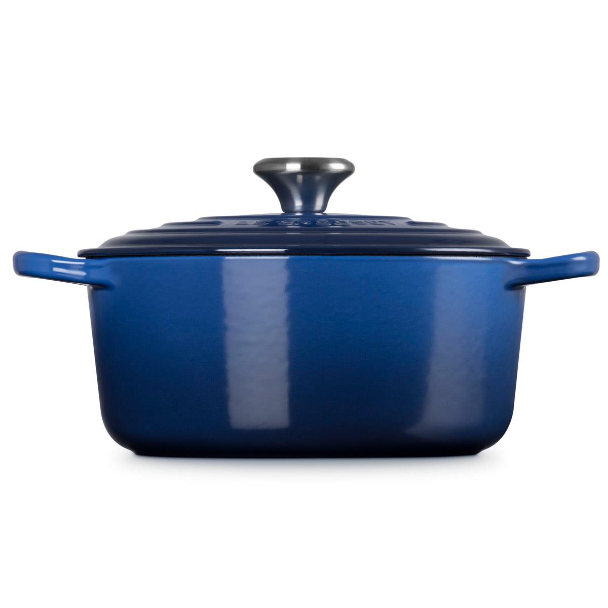 Le Creuset Signature Cast Iron Round Casserole 24cm Lapis Side