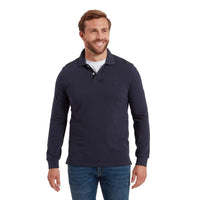 Navy Schoffel Mens St Ives Long Sleeve Polo Shirt FRONT