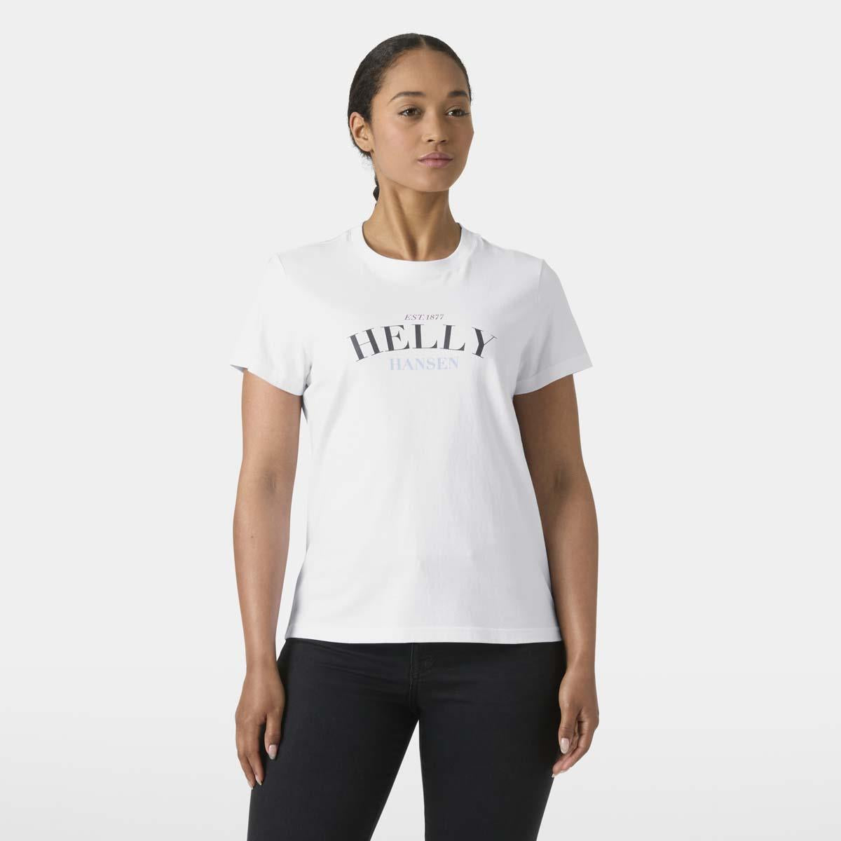 White Helly Hansen Womens Core T-Shirt 2.0 on model