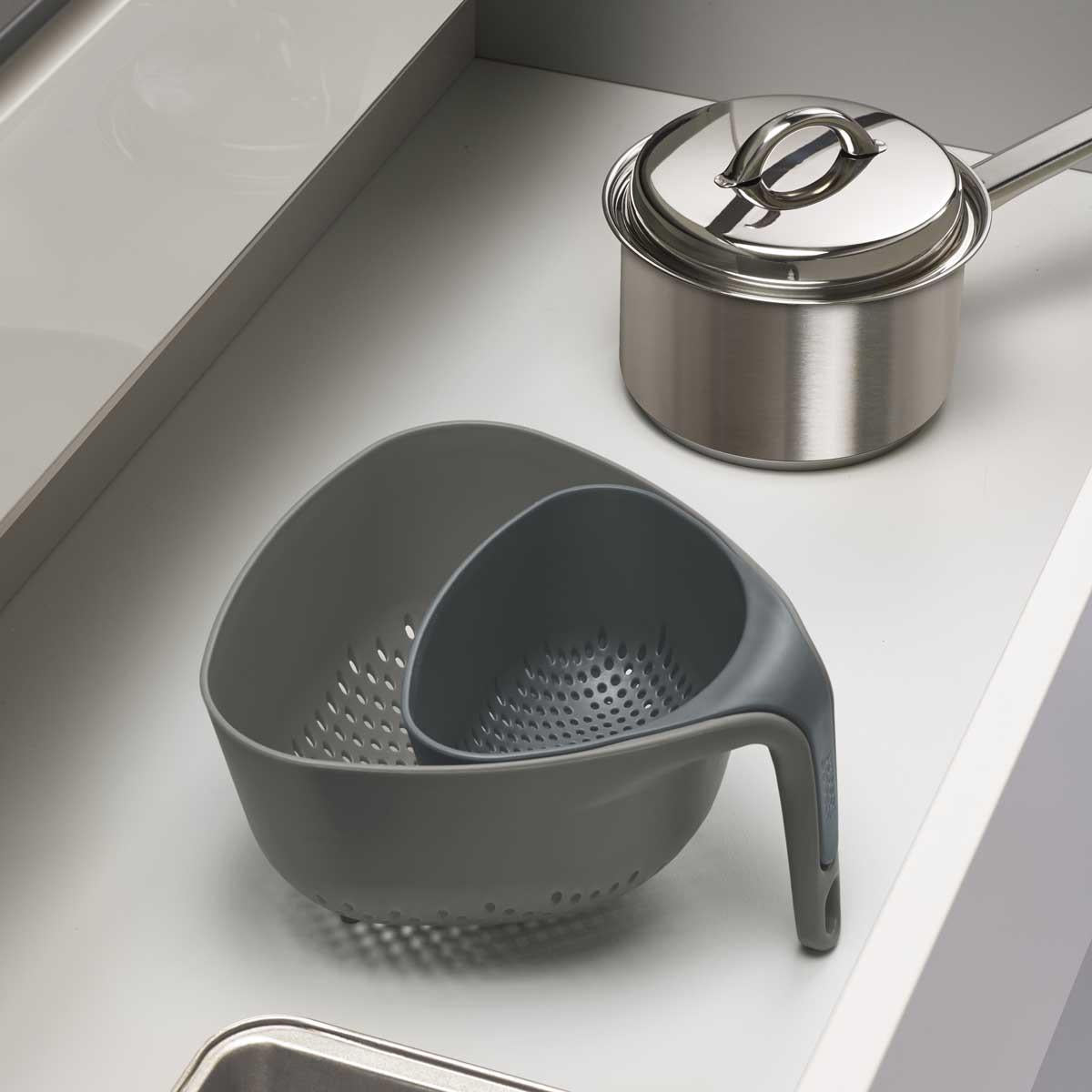 Grey Joseph Joseph Nest Colander storage