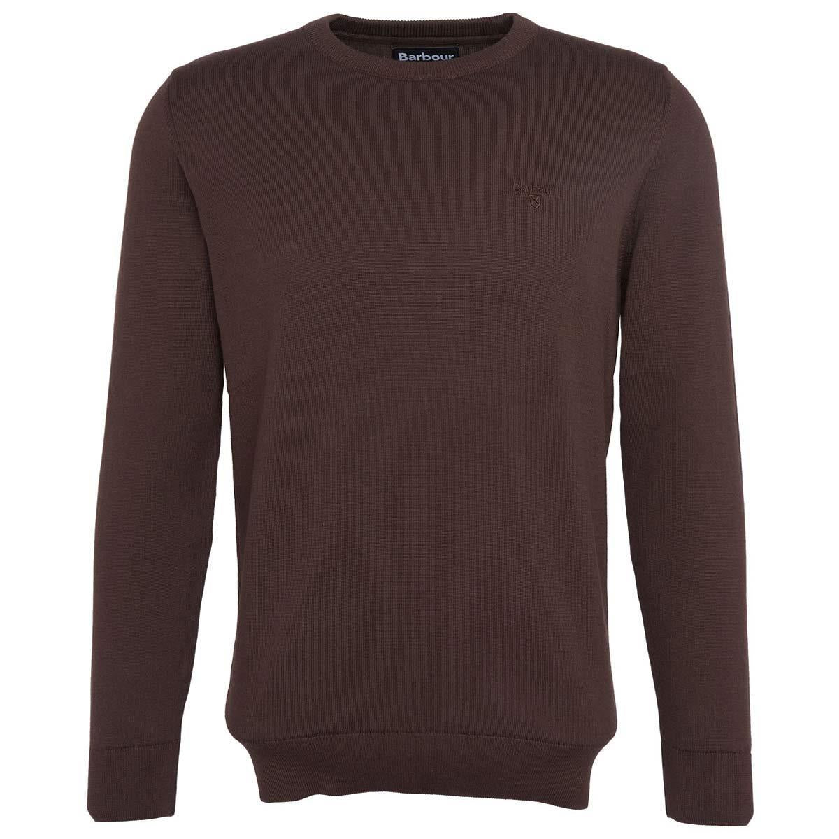 Bitter Choc Barbour Mens Pima Cotton Crew Neck Jumper