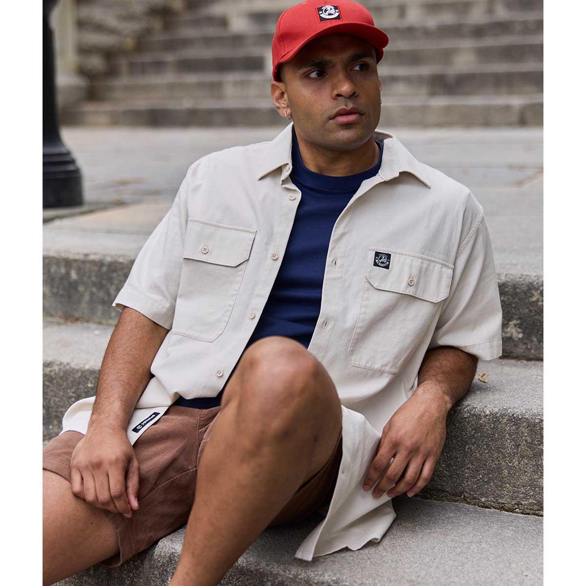 Light Taupe Swanndri Mens Fundamentals S/S Work Shirt Lifestyle