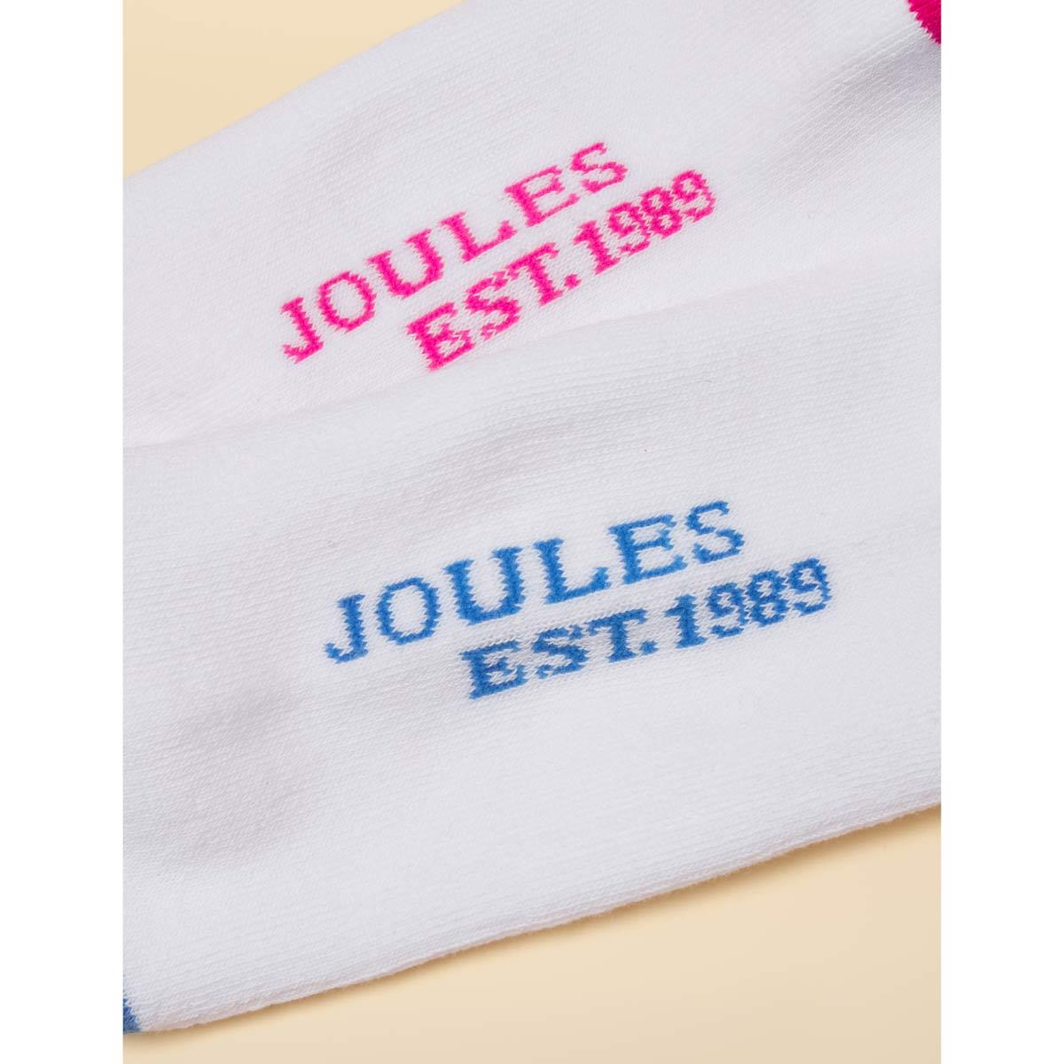 Pink/Blue Joules Womens Volley Tall Tennis Socks Pack of 2 Sole Detail