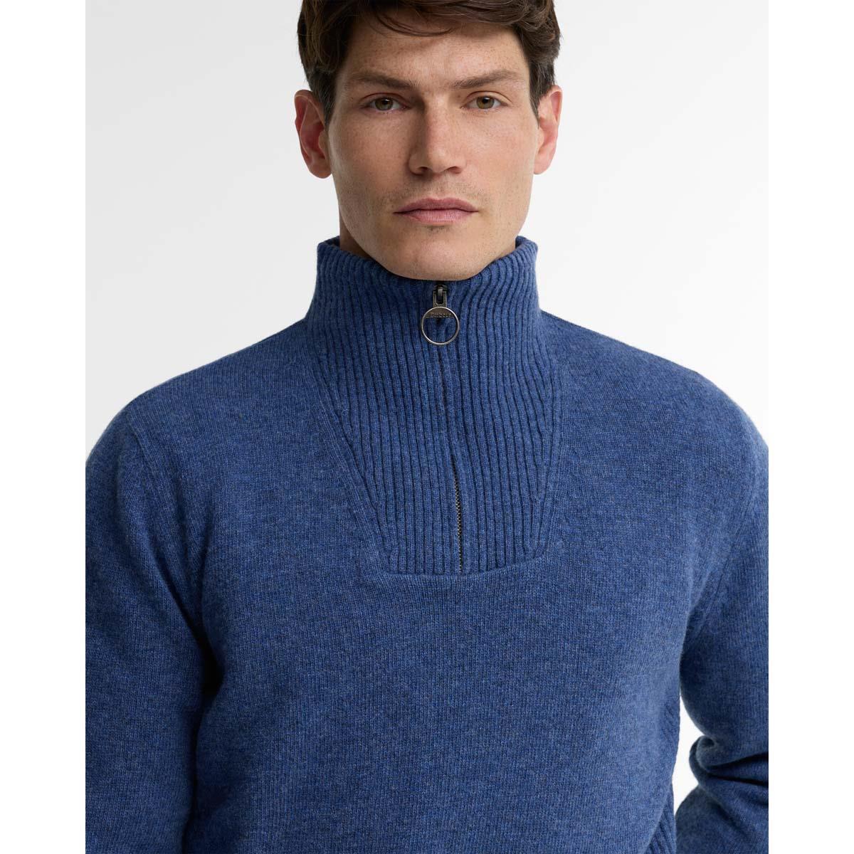 DEEP BLUE Barbour Nelson Essential Half Zip COLLAR