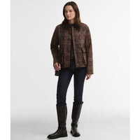 Muted Tartan Barbour Womens Louden Quilted Jacket On Model