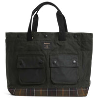 Sage/Classic Barbour Field Wax Tote Bag