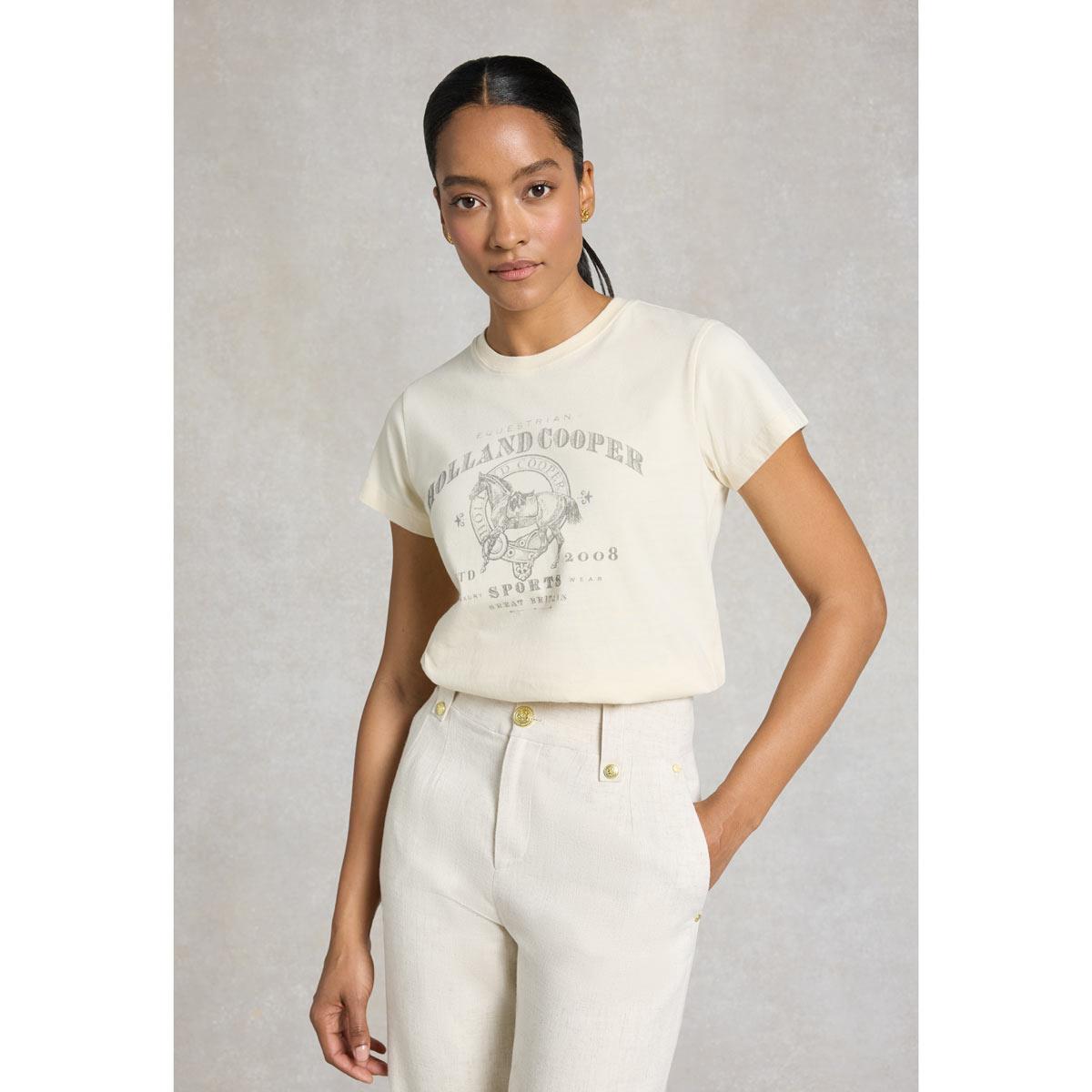 Ecru Holland Cooper Womens Ivy League Tee T-Shirt On Model