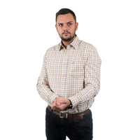 Albert and Maurice Mens Broadbent Brushed Check Shirt On Model