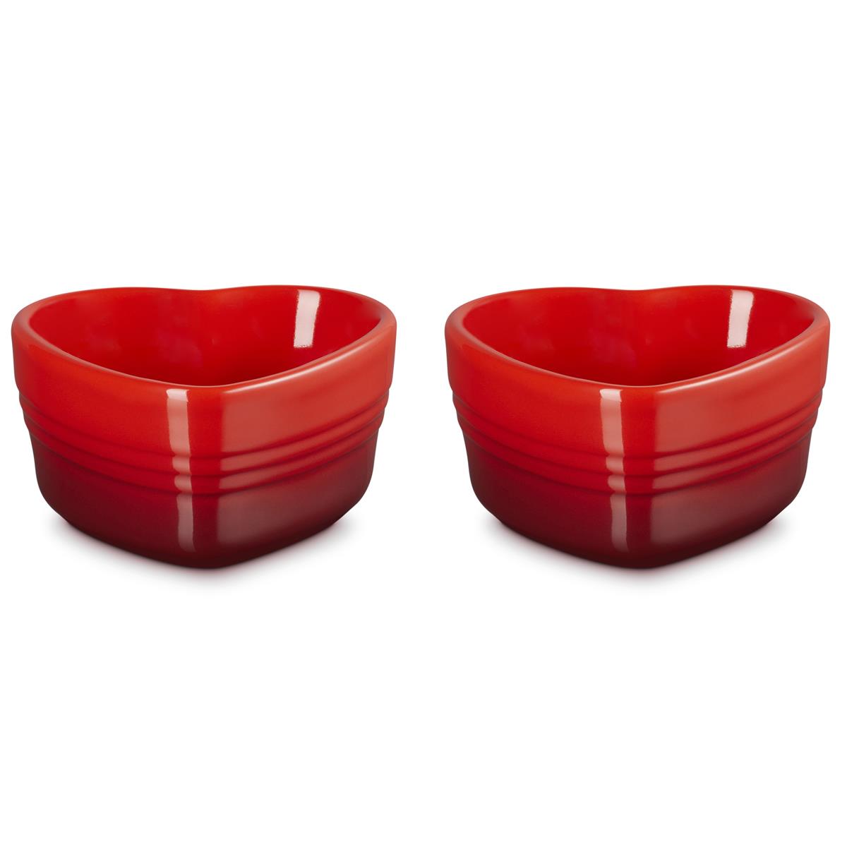 Le Creuset Stoneware Set Of 2 Heart Ramekins Cerise