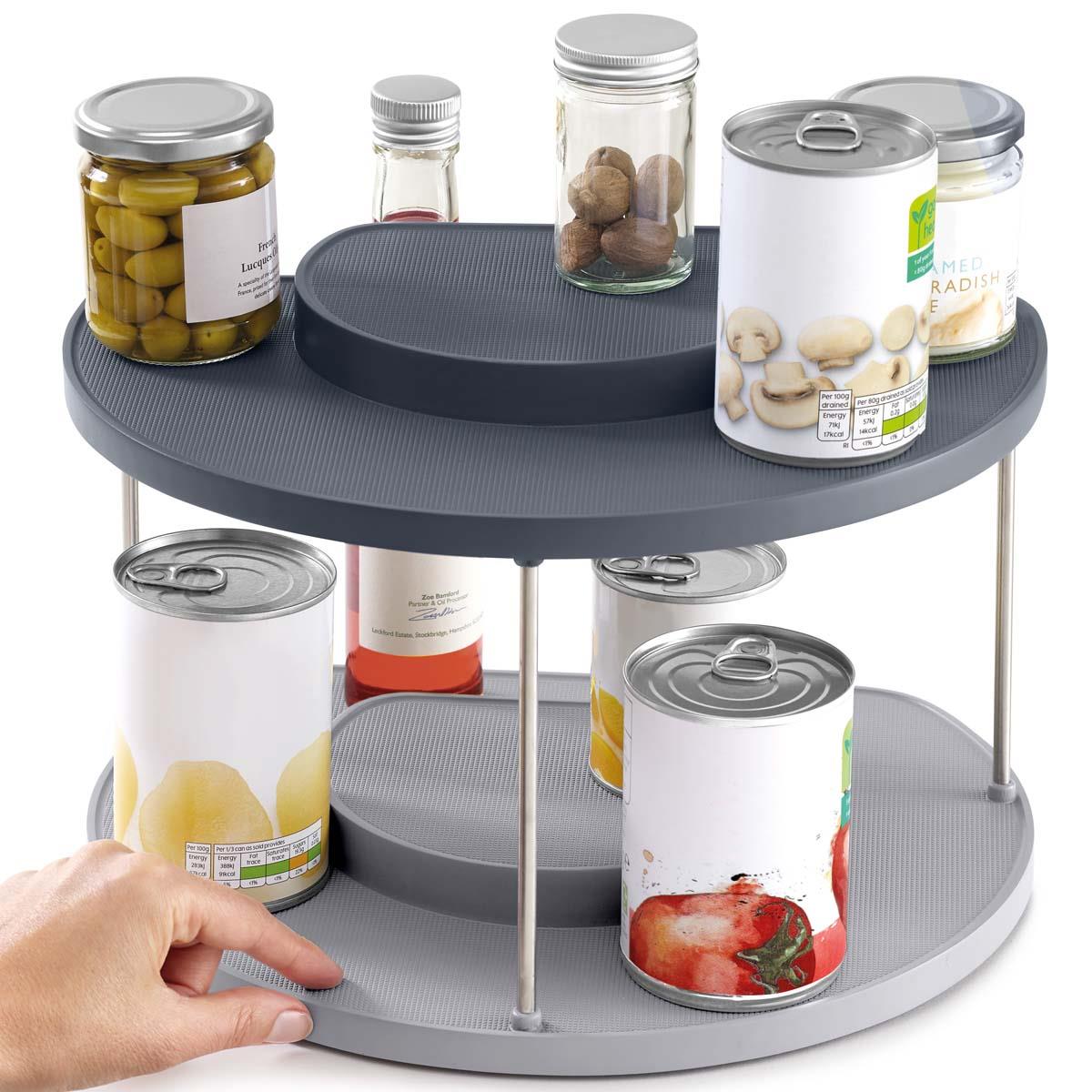 Grey Joseph Joseph CupboardStore 2-tier Rotating Organiser USE