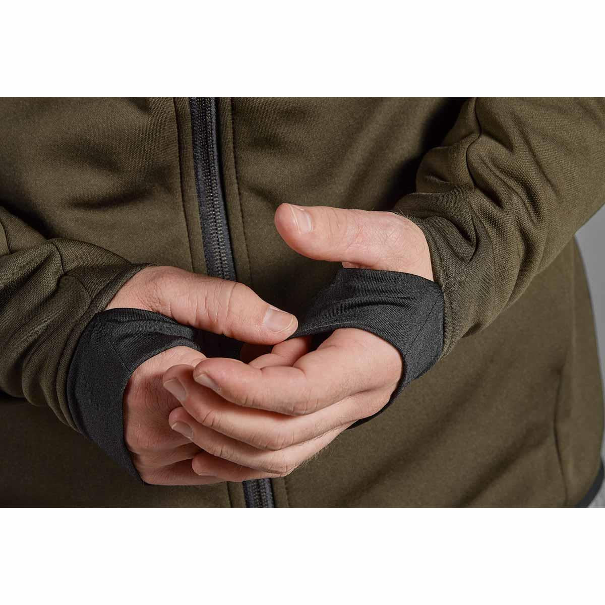 Pine Green Seeland Mens Power Fleece Jacket Cuff Detail