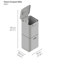Graphite Joseph Joseph Compact 40L Waste & Recycling Bin dimensions
