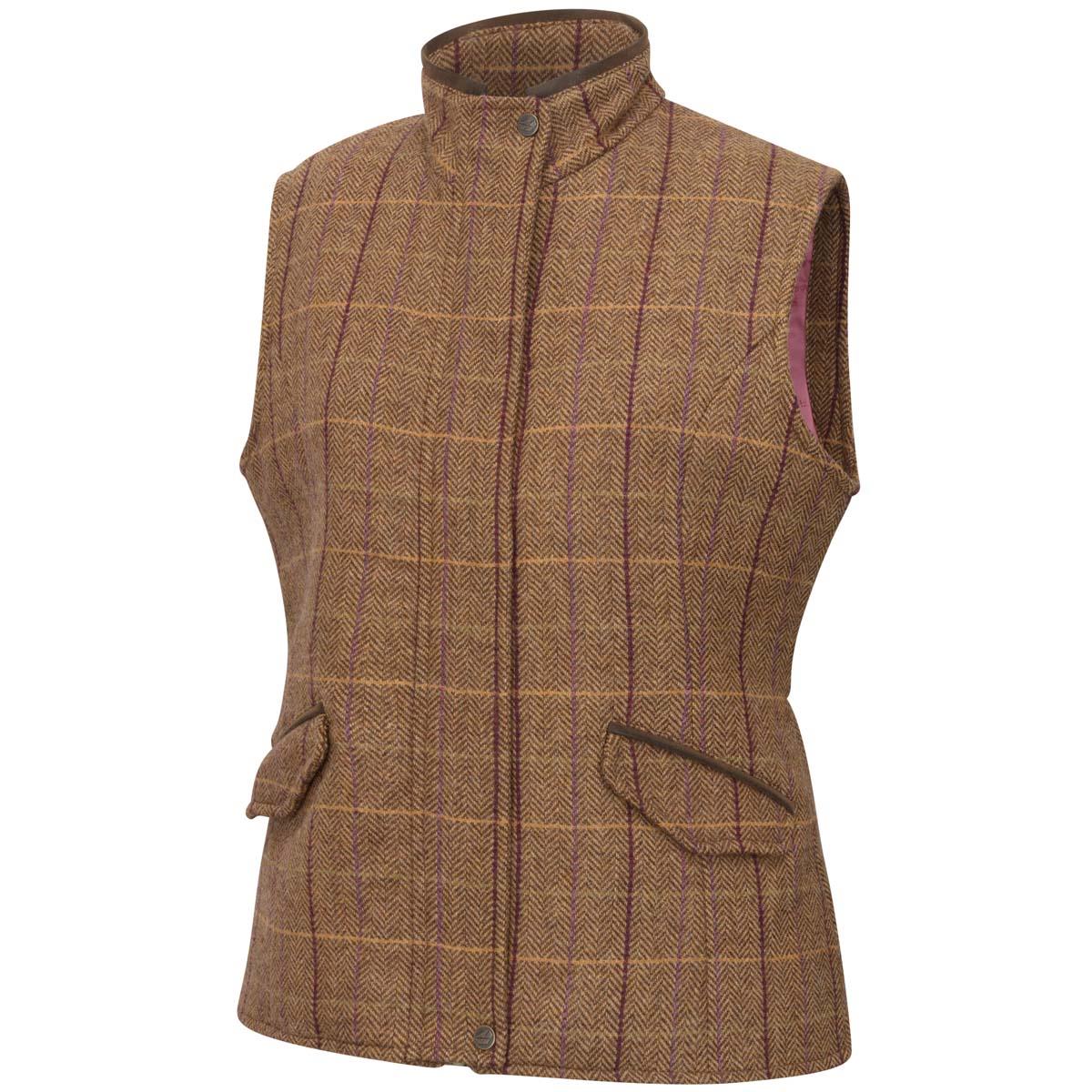 Bracken/Blackberry Hoggs Of Fife Eden Womens Technical Tweed Gilet